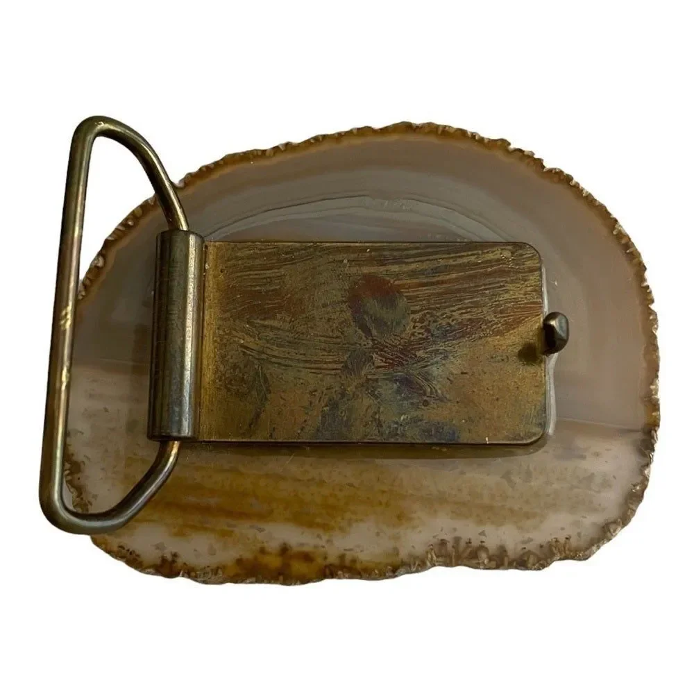 POLISHED Geode Agate Gemstone Slice Belt Buckle